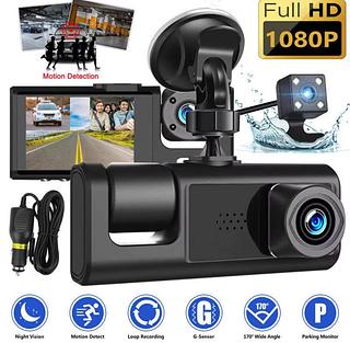 Novo Carro DVR HD 1080P 3 Lentes Dentro Do Veículo Traço Camtrês Vias Câmera DVRs Gravador Dashcam Filmadora