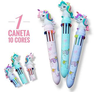 Caneta esferográfica 10 cores multicor，unicornio