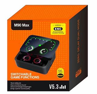 ￼M90 Pro MAX Fone De Ouvido Sem Fio Bluetooth 5.3 TWS Earbuds Música Esportivo Com Microfone