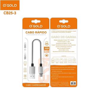 Cabo Rápido Usb Para Iphone, 24cm, Agold Cb25-2 - Prateado