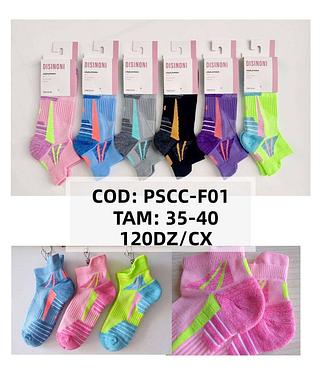 Esportivas Meias Multicoloridas de Malha Respirável Corte Baixo no Tornozelo com Acolchoamento Grosso feminina 35-40