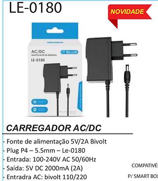Carrecador para tvbox fonte 2a 5v