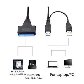 Cabo Conversor Hdd Sata Notebook De 2,5 Usb 2.0 Com Fonte Preto