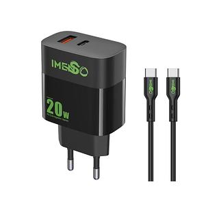 Carregador Turbo Entrada Dupla USB-A e USB-C saída Tipo C