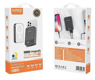 Carregador Por Indução Portátil Power Bank Magnético Kaidi KD 998 10000 mAh USB-A + USB-C