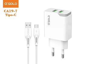 Carregador de celular AGOLD 3.1a 2usb para typec