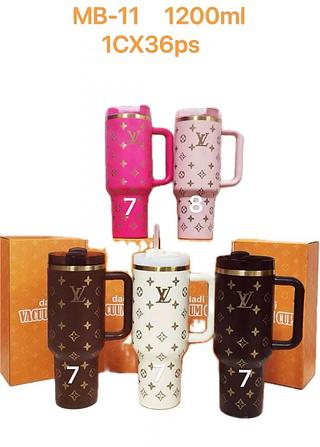 Copo garrafa Térmica Inox LV 1200ml Dupla tampa Com Canudo Com