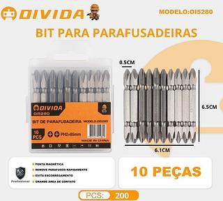 Jogo de Bits Ponteira Dupla Parafusadeira com 10 Peças