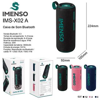 Caixa De Som Portátil Imenso X02 20w Ipx6 3600mah Rgb