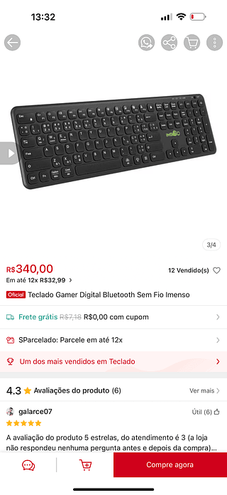 Teclado Gamer Digital Bluetooth Sem Fio Imenso 947