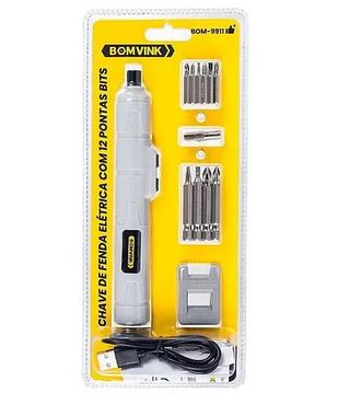 CHAVE DE FENDA ELÉTRICA COM 12PONTAS BITS BOM-9911