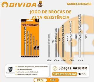 KIT BROCA P/ MADEIRA 5 PÇS 4A 10MM