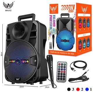 Caixa De Som Portatil Bluetooth Altomex C/microfone Grande