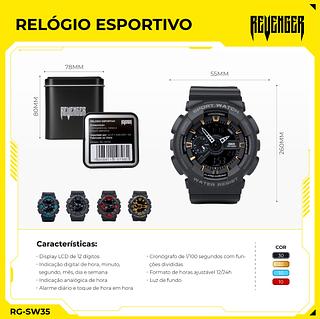 Relogio Masculino Esportivo Militar Digital Led Prova D'água com caxia