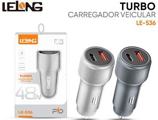 ￼Carregador Veicular Turbo Fast Charger Pd 48w Duplo Usb-c
