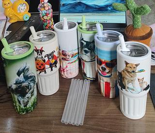 Lançamento Copo Garrafa Térmica DOG 800ml Inox Com Tampa e Canudo Para Praia/Academia