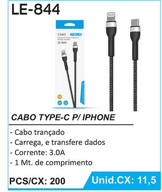 Cabo De Carga 2.4A Type-C Para iPhone Recarga Rápida