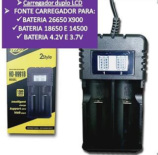 Carregador Duplo Bateria Lanterna 16340 14500 18650 26650