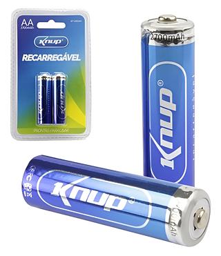 Pilha AA COM 2 Recarrecavel knup 2700mah knup
