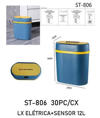 12L Lixeira Automática Inteligente com Sensor, Fácil de Abrir, Lixeira Doméstica de Toque