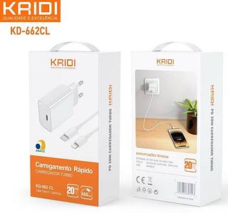Carregador Turbo Kaidi Kd-662cl 20w Gan Pd Compativel iPhone