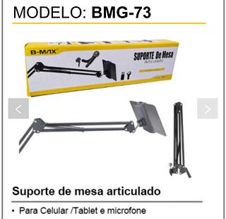 Suporte Tablet Celular Mesa Braço Articulado Gravação 360° Suporte Tablet E Microfone Preto 2 Em 1