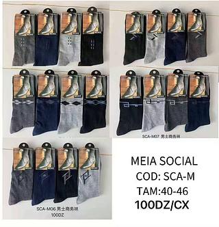 Kit Com 12 Pares Meias Masculina Social Cano Longo 40–46