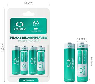 Pilha Bateri knup AA 4800Mah C/4 Mox Recarregável —pelo knup