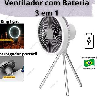 Ventilador Recarregável Portátil Ring Light De Mesa USB Silencioso Portátil 3 em 1