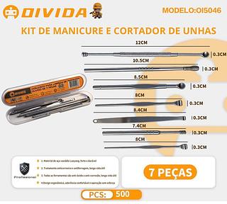 ￼Conjunto De 7 Peças Limpador Extrator Cera De Ouvido Limpeza Auricular Aço Inoxidável Com Estojo