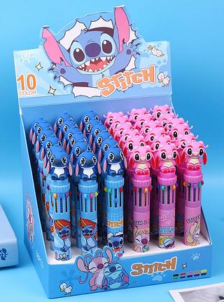 Caneta esferográfica 10 cores multicor kit 36pç，STITCH
