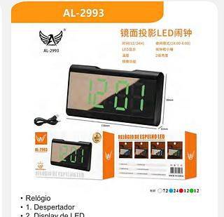 Relógio de Mesa LED Multifuncional: Hora, Data e Temperatura Espelho Digital Despertador