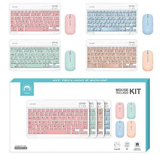 Teclado Multimídia Branco sem fio Bluetooth Com mouse Sem Fio Computador Abnt2 Silencioso ka-685