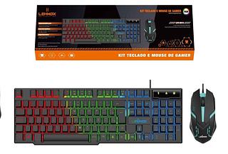 Teclado Gamer LED Colorido PC Com Mouse RGB