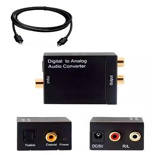 Kit Conversor Audio Digital Cabo Optico Smart Tv Home Theater Estereo