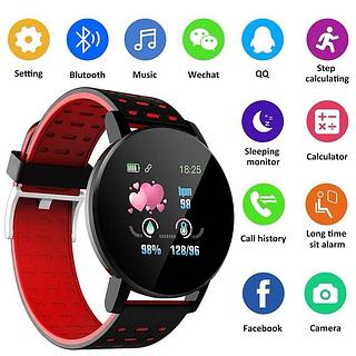 119s Relógio Inteligente Homens Mulheres À Prova D'água Pressão Arterial Esporte Rodada Smartwatch Rastreador De Fitness Para Android iOS（SHB-204）