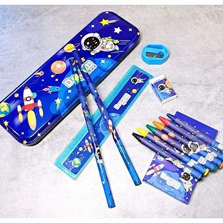 kit escolar infantil 12 Peças - menina e menino astronauta Material escolar
