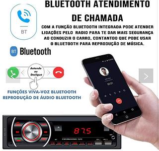 Som Automotivo Mp3 Play Bluetooth Usb Sd Espelhamento Musicas Chamadas