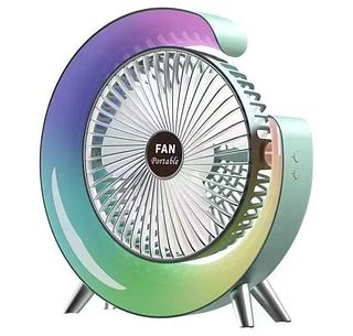 Ventilador Abajur De Mesa Portatil Com Luminária Formato G Led RGB Cor Aleatória