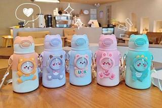 Garrafa de água infantil com alça com palha 500ml bm-p13330