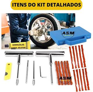 Reparo Metal Com Chaves Maleta E Refis Modelo Macarrao Para Remendo Pneu moto e carro