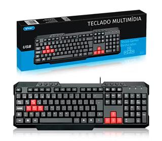 Teclado Multimídia para Computador com Fio USB - KP-2034A+