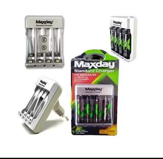 Kit Carregador + 4 Pilhas AA A 4800mah Maxday Recarregável