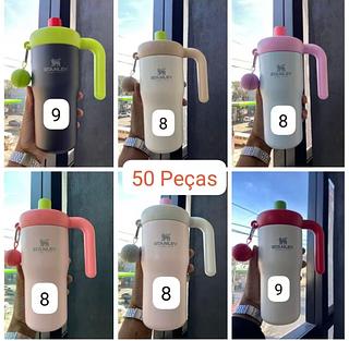 Copo Térmico Colorido 700ml Tampa Vedada com Alça e Pingente