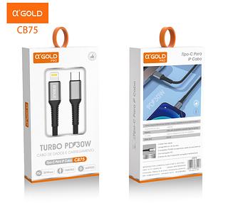 CABO DE CARGA RÁPIDA TURBO POWER 30W TIPO C PARA IOS 1 M METROS AGOLD