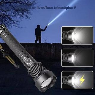 Lanterna tática led T9 P90 Grande forte recarregável zoom bateria