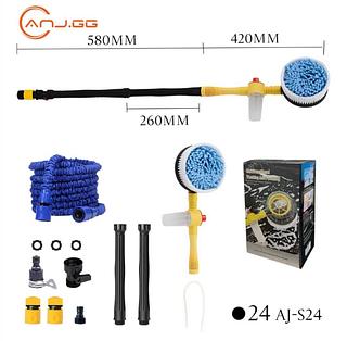 ￼Esfregão Escova de Lavagem Com Mangueira 5 Metros E Alça Longa Retrátil Microfibra Rotação 360.