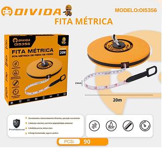 TRENA FITA MÉTRICA 20 METROS FIBRA DE VIDRO PROFISSIONAL PARA MEDIÇÃO