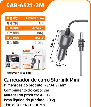 Carregador Para Starlink Mini Cabo De Alimentação 12V-24V Adaptador DC PD—2M