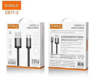 Original Cabo carregamento Turbo 20W USB - Tipo-C Fast Data 1M